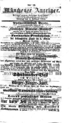 Münchener Anzeiger (Münchner neueste Nachrichten) Sonntag 4. Februar 1866