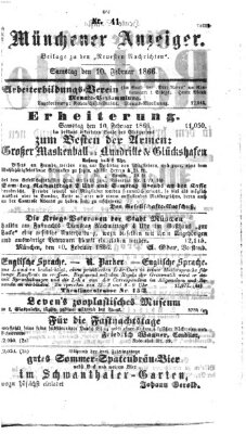 Münchener Anzeiger (Münchner neueste Nachrichten) Samstag 10. Februar 1866