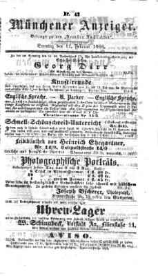 Münchener Anzeiger (Münchner neueste Nachrichten) Sonntag 11. Februar 1866