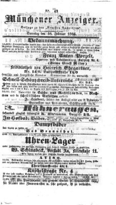 Münchener Anzeiger (Münchner neueste Nachrichten) Sonntag 18. Februar 1866