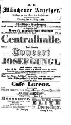 Münchener Anzeiger (Münchner neueste Nachrichten) Dienstag 6. März 1866