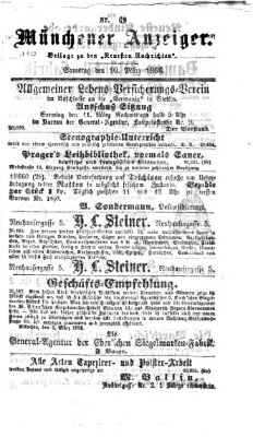 Münchener Anzeiger (Münchner neueste Nachrichten) Samstag 10. März 1866