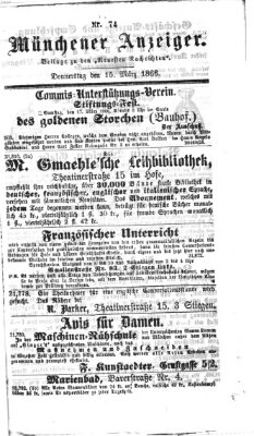 Münchener Anzeiger (Münchner neueste Nachrichten) Donnerstag 15. März 1866