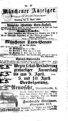 Münchener Anzeiger (Münchner neueste Nachrichten) Samstag 7. April 1866