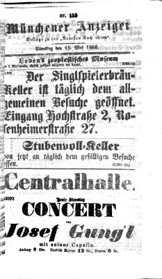 Münchener Anzeiger (Münchner neueste Nachrichten) Dienstag 15. Mai 1866