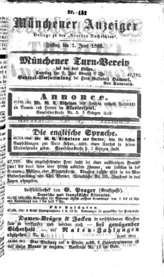 Münchener Anzeiger (Münchner neueste Nachrichten) Freitag 1. Juni 1866