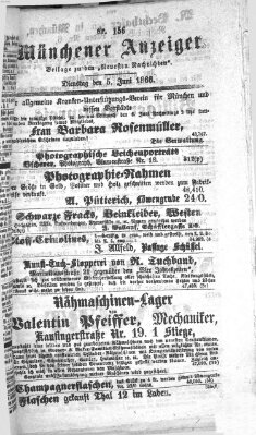 Münchener Anzeiger (Münchner neueste Nachrichten) Dienstag 5. Juni 1866