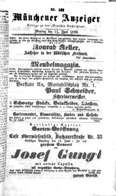 Münchener Anzeiger (Münchner neueste Nachrichten) Montag 11. Juni 1866