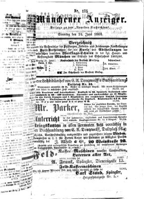 Münchener Anzeiger (Münchner neueste Nachrichten) Sonntag 24. Juni 1866