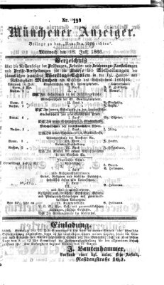 Münchener Anzeiger (Münchner neueste Nachrichten) Mittwoch 18. Juli 1866