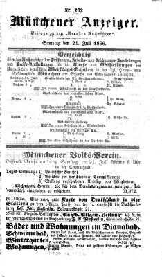 Münchener Anzeiger (Münchner neueste Nachrichten) Samstag 21. Juli 1866