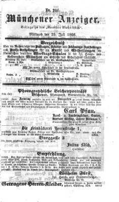 Münchener Anzeiger (Münchner neueste Nachrichten) Mittwoch 25. Juli 1866