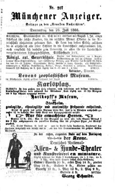 Münchener Anzeiger (Münchner neueste Nachrichten) Donnerstag 26. Juli 1866