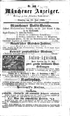 Münchener Anzeiger (Münchner neueste Nachrichten) Samstag 28. Juli 1866