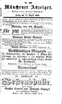 Münchener Anzeiger (Münchner neueste Nachrichten) Freitag 17. August 1866