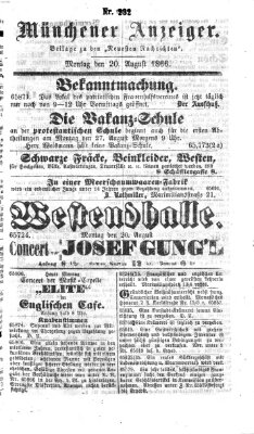 Münchener Anzeiger (Münchner neueste Nachrichten) Montag 20. August 1866