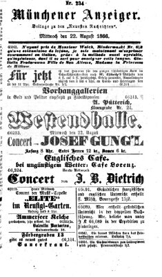 Münchener Anzeiger (Münchner neueste Nachrichten) Mittwoch 22. August 1866