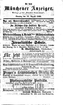 Münchener Anzeiger (Münchner neueste Nachrichten) Sonntag 26. August 1866