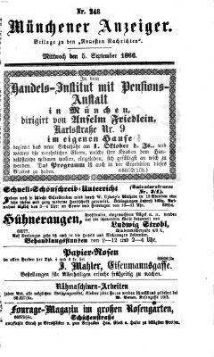 Münchener Anzeiger (Münchner neueste Nachrichten) Mittwoch 5. September 1866