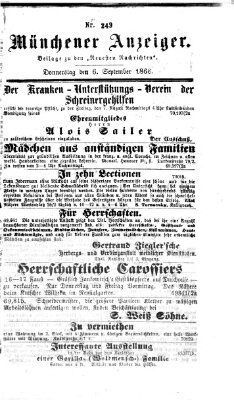 Münchener Anzeiger (Münchner neueste Nachrichten) Donnerstag 6. September 1866