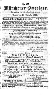 Münchener Anzeiger (Münchner neueste Nachrichten) Montag 10. September 1866