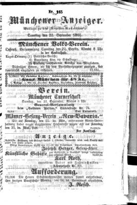 Münchener Anzeiger (Münchner neueste Nachrichten) Samstag 22. September 1866