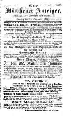 Münchener Anzeiger (Münchner neueste Nachrichten) Sonntag 23. September 1866