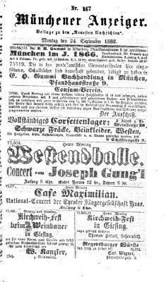 Münchener Anzeiger (Münchner neueste Nachrichten) Montag 24. September 1866