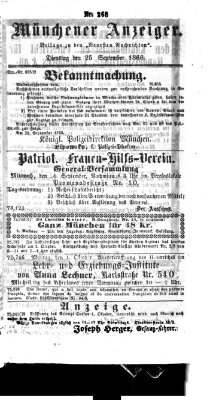 Münchener Anzeiger (Münchner neueste Nachrichten) Dienstag 25. September 1866