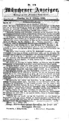 Münchener Anzeiger (Münchner neueste Nachrichten) Samstag 6. Oktober 1866