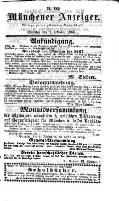 Münchener Anzeiger (Münchner neueste Nachrichten) Sonntag 7. Oktober 1866