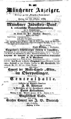Münchener Anzeiger (Münchner neueste Nachrichten) Freitag 19. Oktober 1866