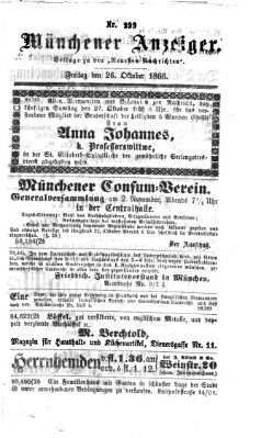 Münchener Anzeiger (Münchner neueste Nachrichten) Freitag 26. Oktober 1866