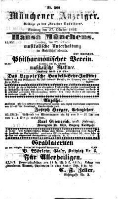 Münchener Anzeiger (Münchner neueste Nachrichten) Samstag 27. Oktober 1866