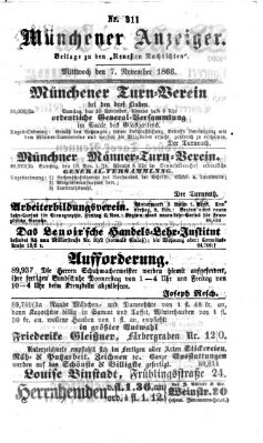 Münchener Anzeiger (Münchner neueste Nachrichten) Mittwoch 7. November 1866