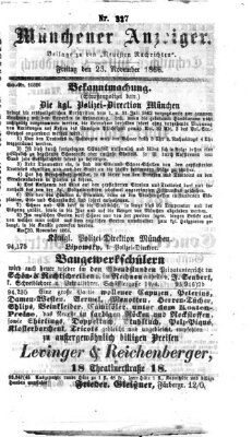 Münchener Anzeiger (Münchner neueste Nachrichten) Freitag 23. November 1866