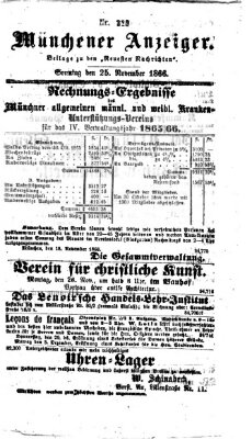 Münchener Anzeiger (Münchner neueste Nachrichten) Sonntag 25. November 1866