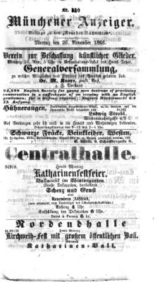 Münchener Anzeiger (Münchner neueste Nachrichten) Montag 26. November 1866