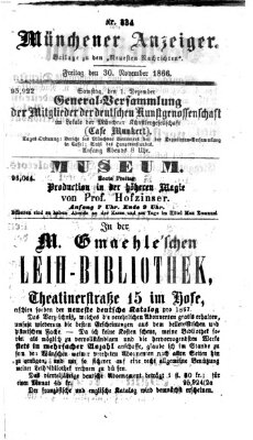 Münchener Anzeiger (Münchner neueste Nachrichten) Freitag 30. November 1866