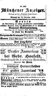 Münchener Anzeiger (Münchner neueste Nachrichten) Mittwoch 12. Dezember 1866