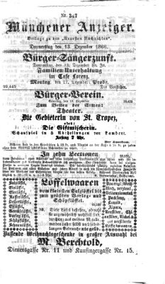 Münchener Anzeiger (Münchner neueste Nachrichten) Donnerstag 13. Dezember 1866