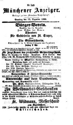 Münchener Anzeiger (Münchner neueste Nachrichten) Samstag 15. Dezember 1866