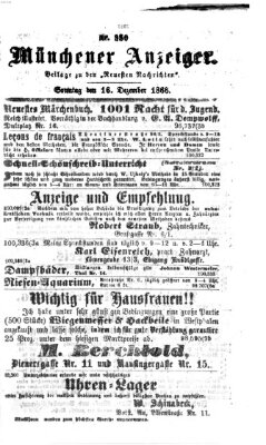 Münchener Anzeiger (Münchner neueste Nachrichten) Sonntag 16. Dezember 1866