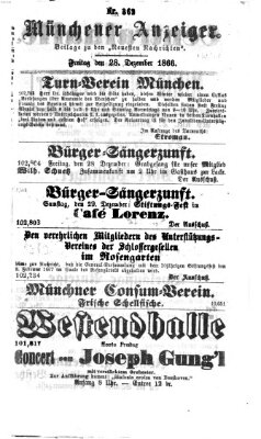 Münchener Anzeiger (Münchner neueste Nachrichten) Freitag 28. Dezember 1866