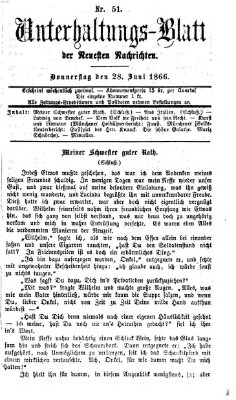 Neueste Nachrichten aus dem Gebiete der Politik. Unterhaltungs-Blatt der Neuesten Nachrichten (Münchner neueste Nachrichten) Donnerstag 28. Juni 1866