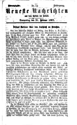 Neueste Nachrichten aus dem Gebiete der Politik (Münchner neueste Nachrichten) Donnerstag 21. Februar 1867