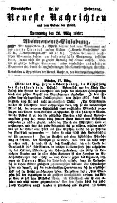 Neueste Nachrichten aus dem Gebiete der Politik (Münchner neueste Nachrichten) Donnerstag 28. März 1867