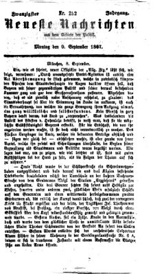 Neueste Nachrichten aus dem Gebiete der Politik (Münchner neueste Nachrichten) Montag 9. September 1867