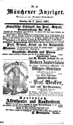 Münchener Anzeiger (Münchner neueste Nachrichten) Dienstag 8. Januar 1867