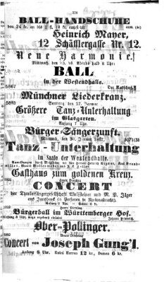 Münchener Anzeiger (Münchner neueste Nachrichten) Dienstag 22. Januar 1867